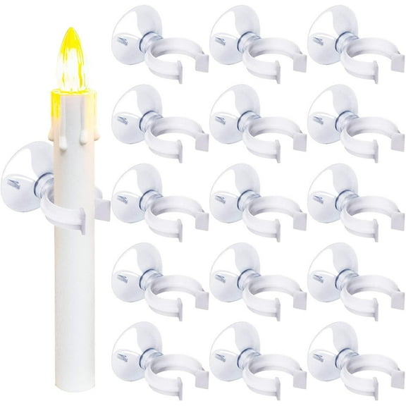 50 Pack Window Candle Holder Clips, Suction Cup Candle Holders for Windows, Clear Candle Clamps for Electric LED Candles, No Tools Needed