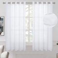 thumbnail image 1 of Bgment Natural Linen Look Semi Sheer curtains for Bedroom, grommet Light Filtering casual Textured Privacy curtains for Living Room, 2 Panels (Each 60 x 63 Inch, White), 1 of 1
