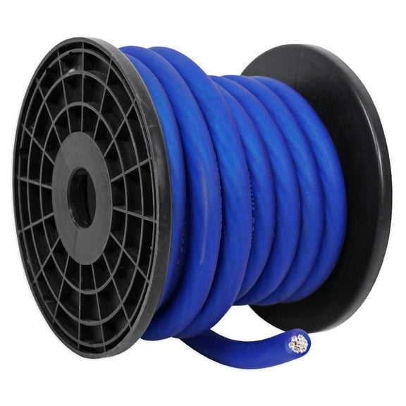 Rockville R0G20BLUE 0 Gauge 20 Foot Spool Blue Car Amp Power Ground Wire Cable