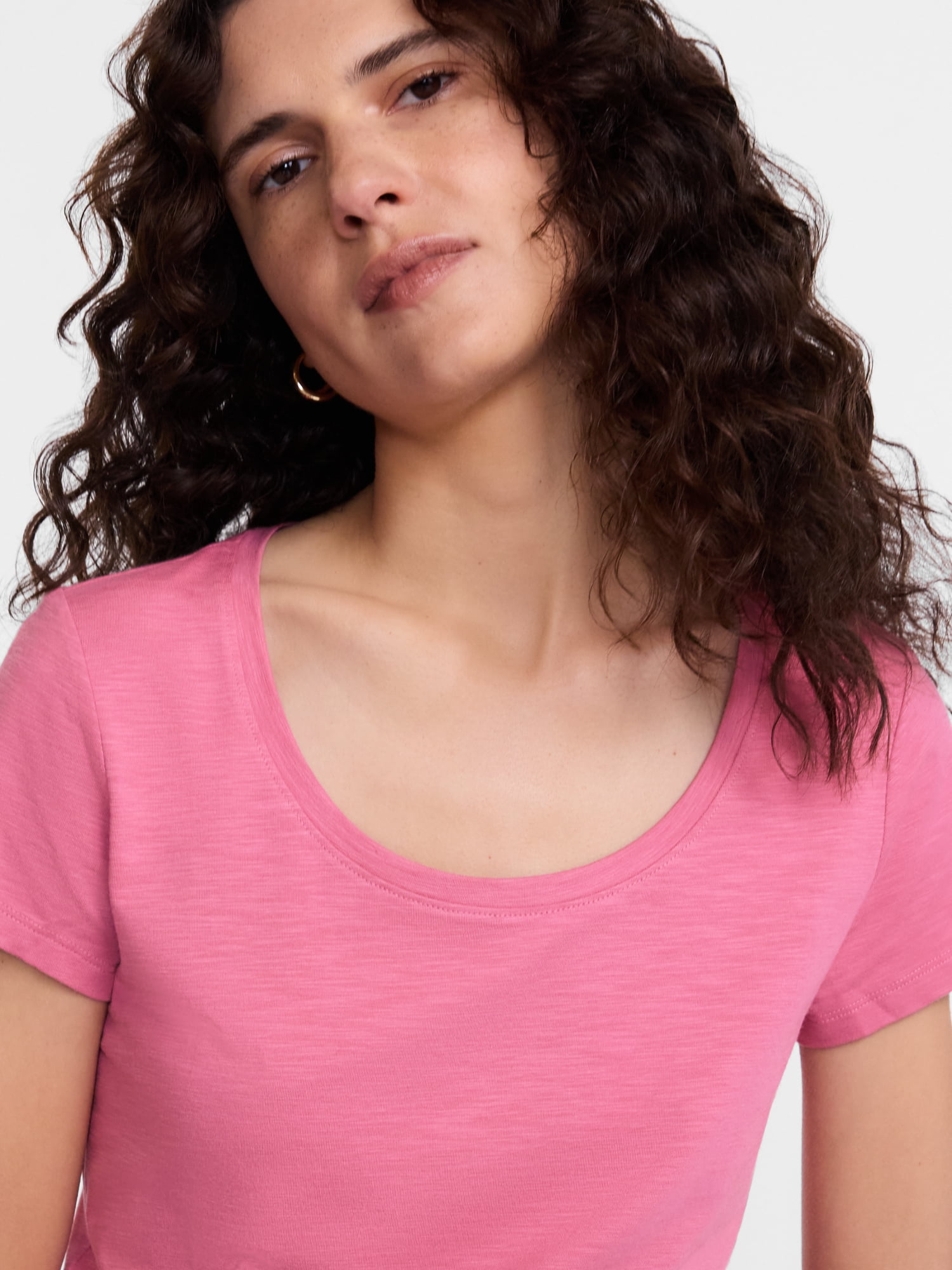 Scenario Women's Scoop Neck Tee with Cap Sleeves, Sizes XS-XXXL