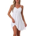 thumbnail image 1 of INSPIRE CHIC Lencería de Mujeres Camisón Sin Mangas con Volantes Suave V Cuello Chemise Ropa de Casa XL Blanco, 1 of 6