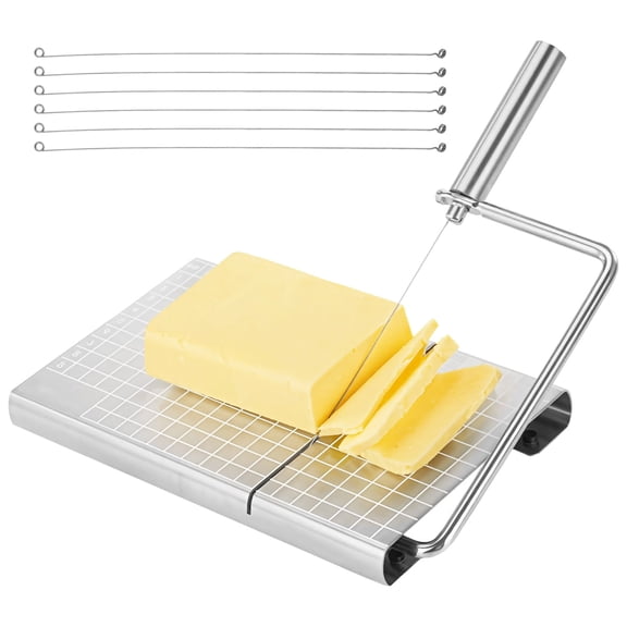 6-Wire Cheese Slicer Kit - Stainless Steel Cutter with Measurement Board, Cheese Block Cutter with Scale, Anti-Slip Base & Charcuterie Tools