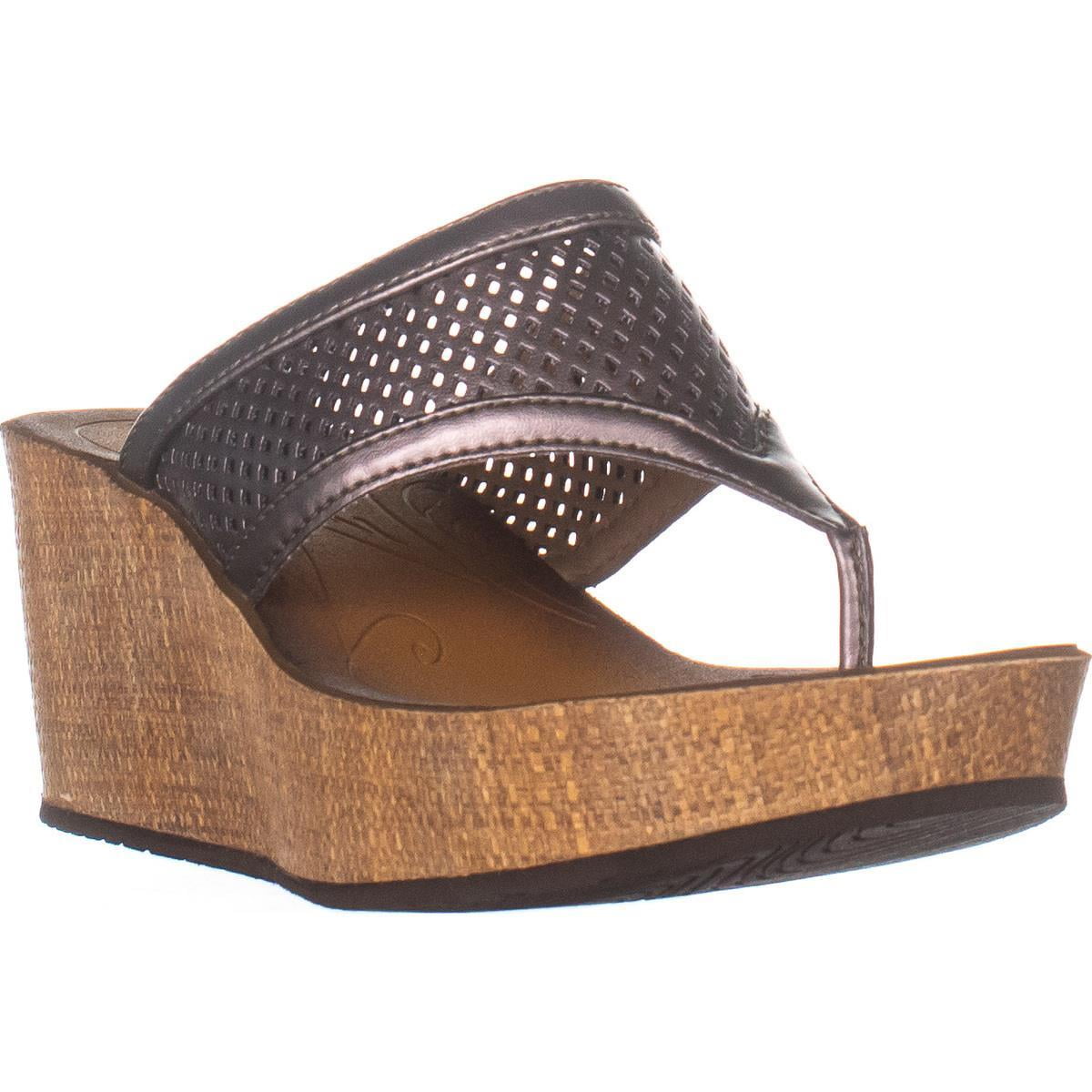 Womens Clarks Avaleen Ocean Wedge Slide Sandals Pewter Walmart