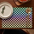 thumbnail image 5 of Gradient Color Checkered Pattern Summer Placemats Table Placemats Set Of 4-Linen Kitchen Washable Placemats Table Mats 11.8"x17.7" Non-Slip Heat Resistant, 5 of 6