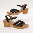 thumbnail image 6 of YUHAOTIN Female Sandals Women Beachy Ladies Fashion Summer Solid Leather Knitted Buckle Thick High Heel Sandals Black Sandals Women Heeled Womens Sandals Wide Width, 6 of 6