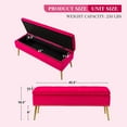 thumbnail image 2 of HULALA HOME Modern Velvet Storage Ottoman  with Gold Base & Nailhead Trim, Upholstered Bedroom  for End of Bed, Button-Tufted Footstool for Entryway Living Room Dining Room, Fuchsia, 2 of 6