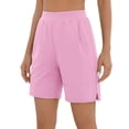 thumbnail image 5 of Miluxas Women's Summer Athletic Shorts Pull on High Waisted Yoga Shorts with Pockets Soft Stretch Workout Running Shorts Work Casual Bermuda Shorts Pink, 5 of 9