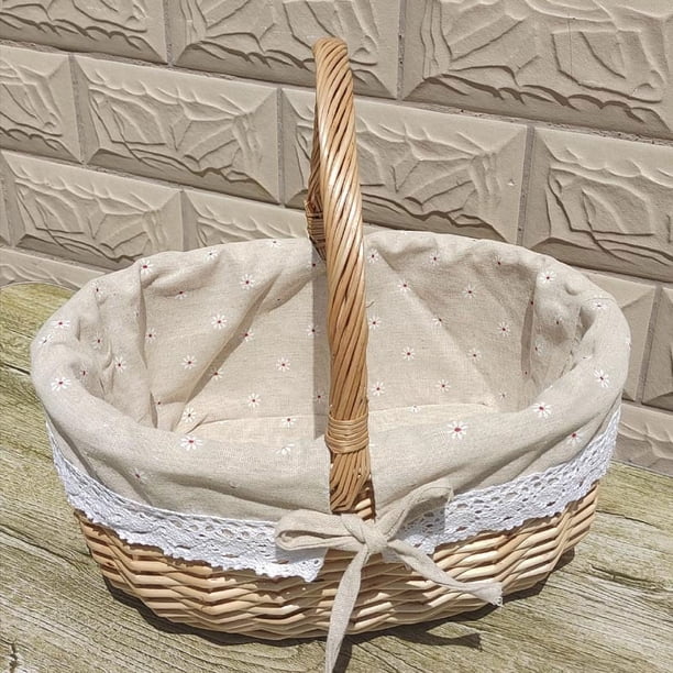 Cesta de almacenamiento tejida de ratán para llevar a mano Cesta de picnic tejida de mimbre para exteriores Cesta de regalo de mano Cesta tejida de ratán