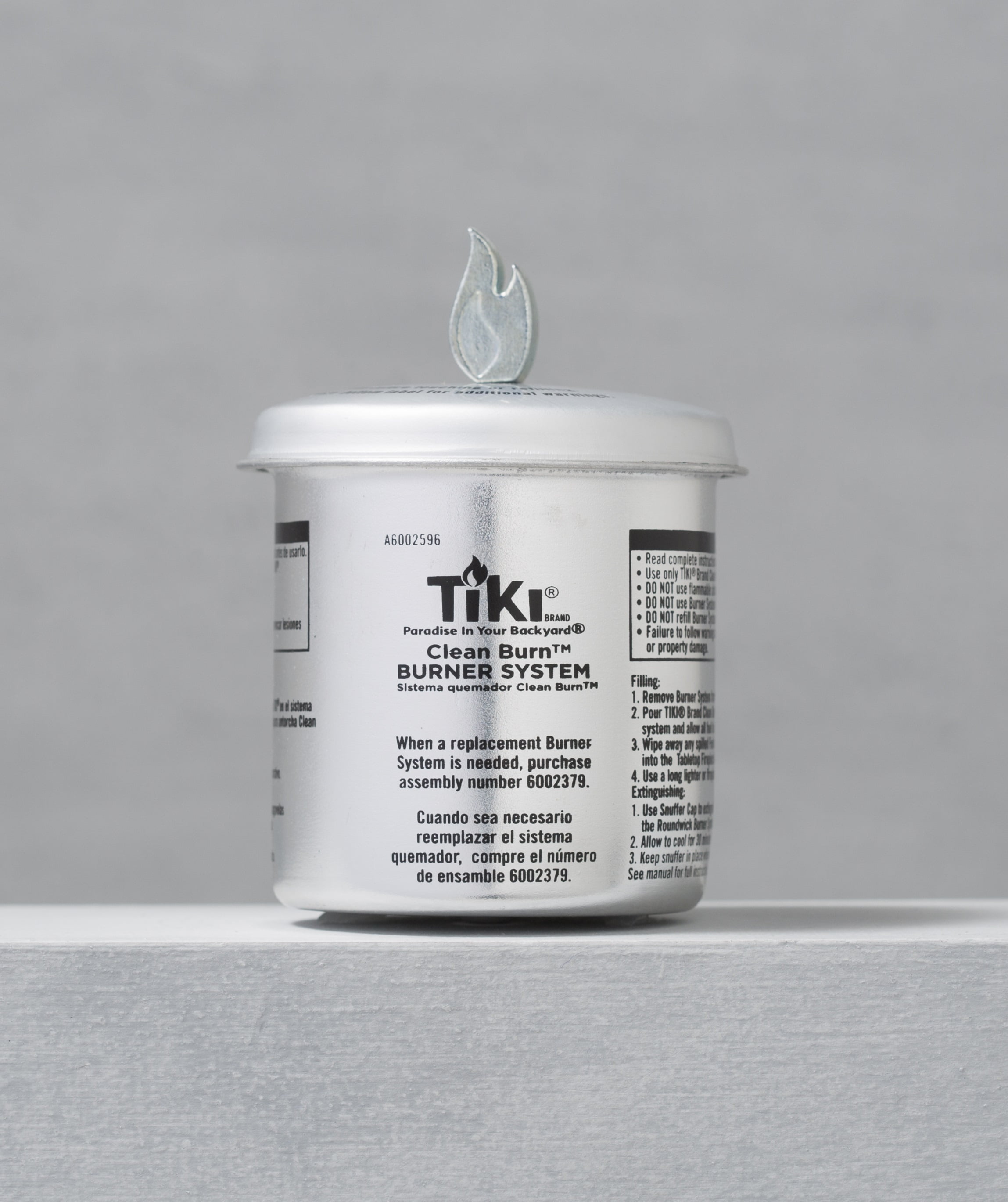 Black 10 Inch TIKI Brand Clean Burn Ceramic Tabletop Firepiece Torch 