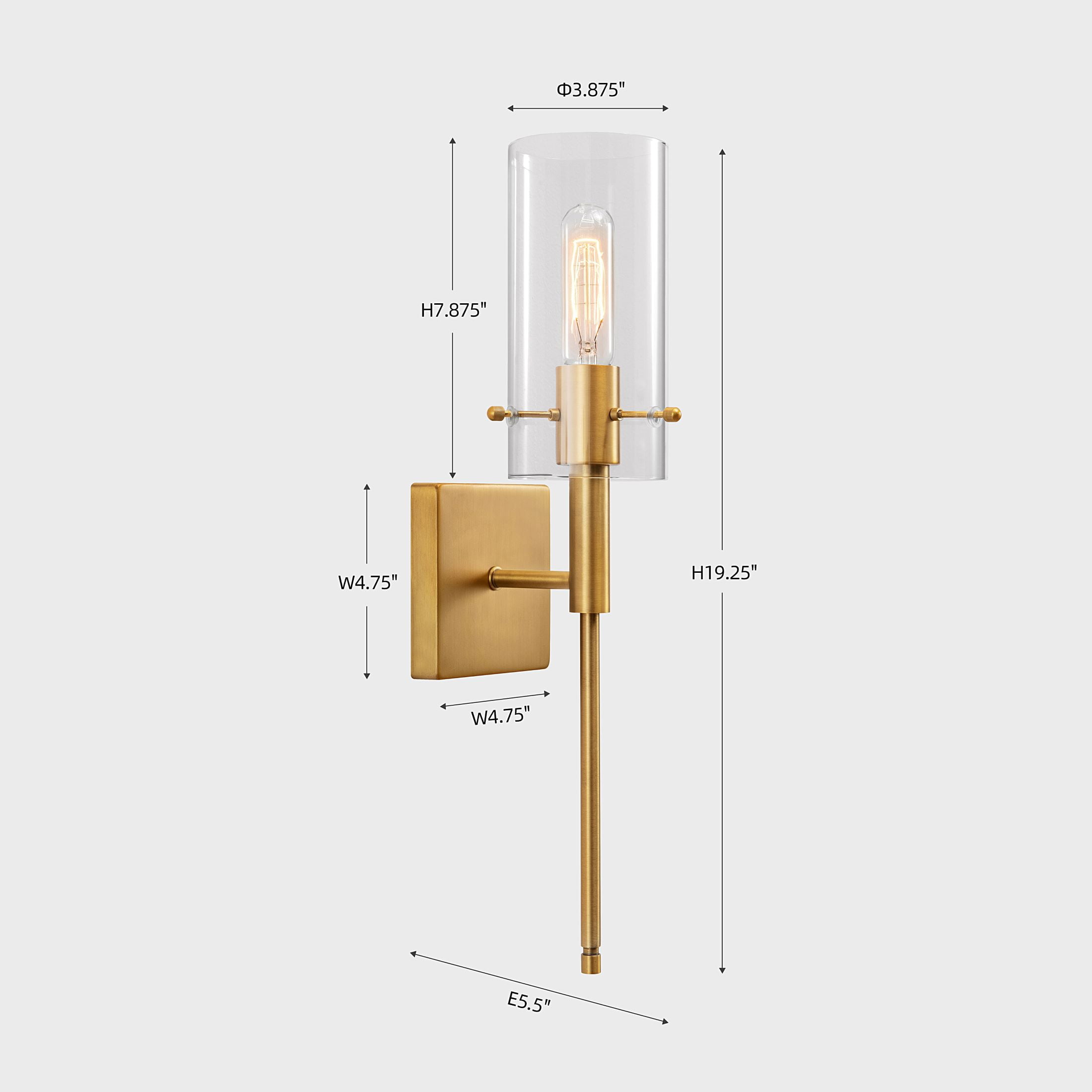 Kyrid Antique Brass Iron Armed 1-Light Wall Sconce Set of 2, Modern Slim Wall Sconce Set of 2 for Hallway & Bathroom