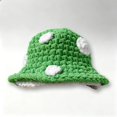 thumbnail image 5 of Mushroom Crochet Bucket Hat with White Dots, Adult Knit Winter Beanie, Cute Cold Weather Headwear, 5 of 5
