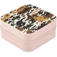 thumbnail image 2 of GZHJMY Travel Small Jewelry Case Brown Cow Print Pattern Jewelry Organizer Jewelry Box Gifts Women Mom Friends Female Sister Bridesmaid Girl Gifts Idea135 for Necklace Bracelet Earrings Rings, 2 of 7
