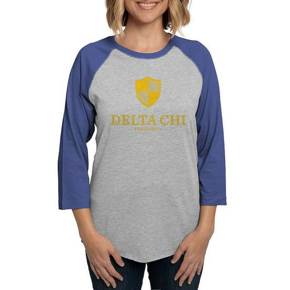 CafePress - Delta Chi Vertical Yellow Logo Long Sleeve T Shirt - Womens Baseball Tee