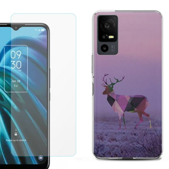 OneToughShield ® for TCL 40 XE 5G Shockproof Fashion Phone Case, with Tempered Glass Screen Protector - Deer/Polygon