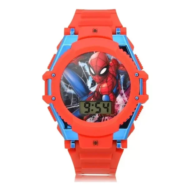 Reloj Con Luces Marvel Spiderman Para Niños Correa Rojo De