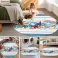 thumbnail image 5 of Round Area Rug 3 Ft, Green Starfish Summer Washable Non-Slip Circle Carpet for Living Room/Bedroom, Ocean Coral Conch Blue Shells Low-Profile Small Floor Mats Collection Rugs for Indoor, 5 of 7