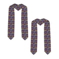 thumbnail image 2 of Daiia Retro Cassette Music Pattern Graduation Shawl Stole – Satin Graduation Stole Academic Stole Non-Slip Design-Sharp Corner, 2 of 7