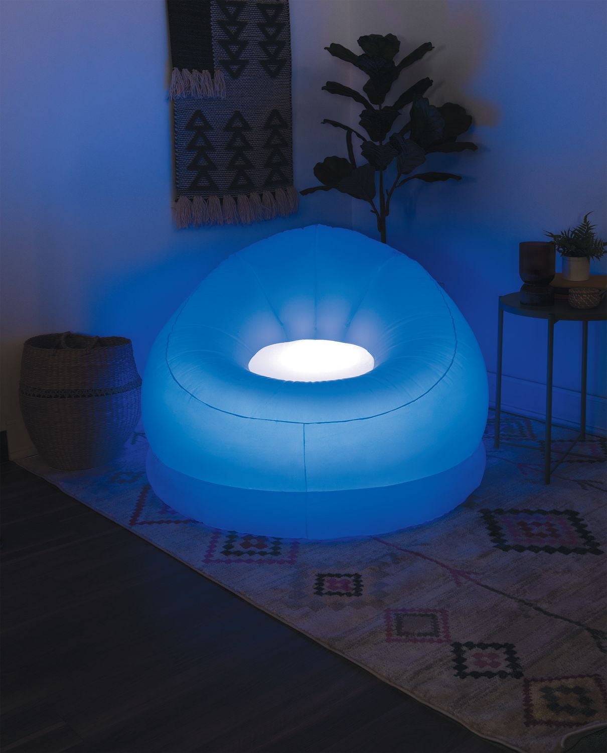 Merkury Innovations RoomGlo Lounge Chair Inflatable Chair with Multicolor Lights