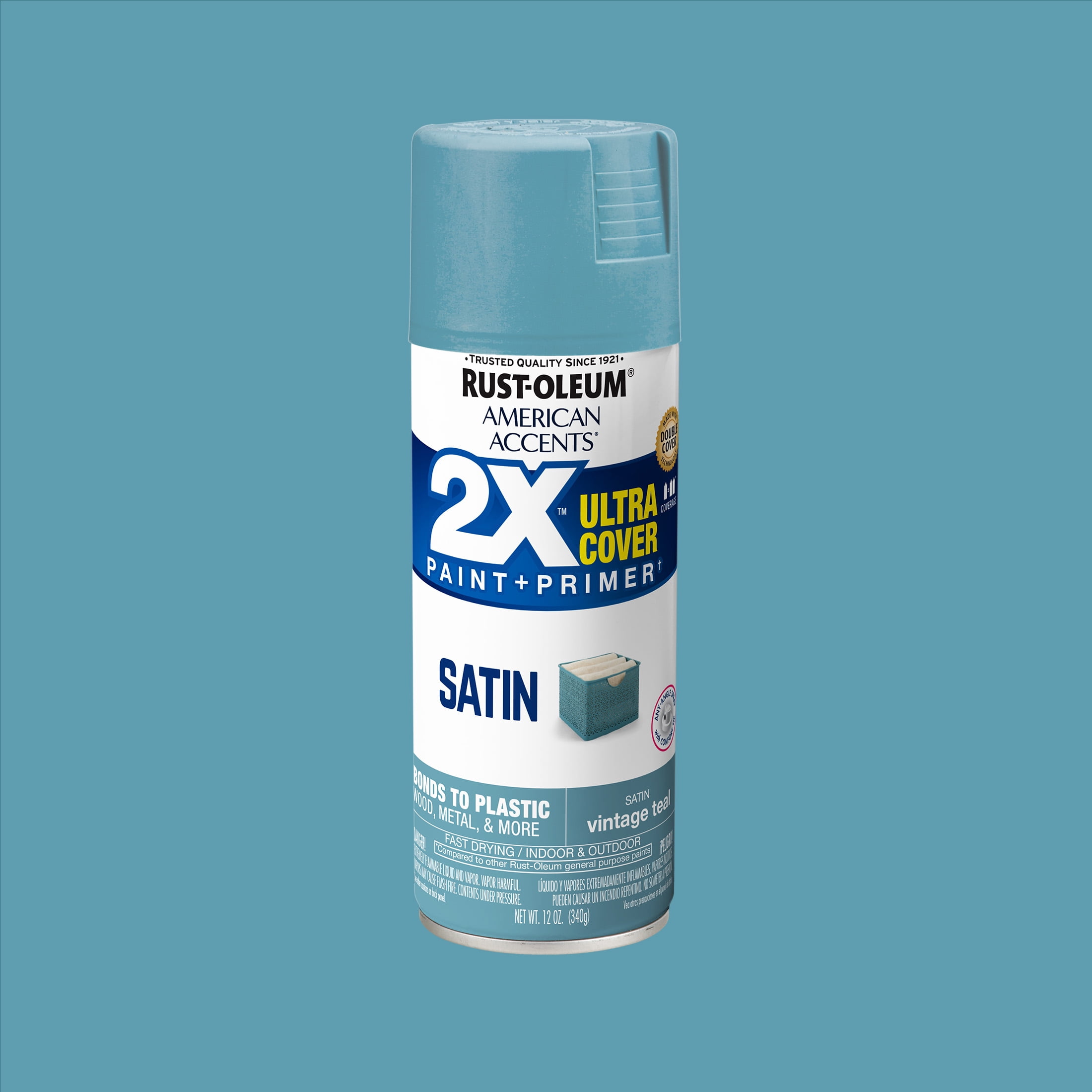 (6 pack) Vintage Teal, Rust-Oleum American Accents 2X Ultra Cover Satin Spray Paint-354707, 12 oz