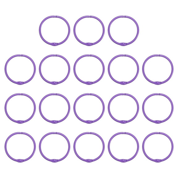 Uxcell 45mm Loose Leaf Binder Rings, 18Pcs 3mm Metal Flash Card Book Binding Rings for Key Chain Card, Light Purple