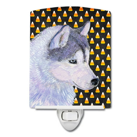Caroline's Treasures SS4257CNL Siberian Husky Candy Corn Halloween Portrait Ceramic Night Light, 6x4x3", multicolor
