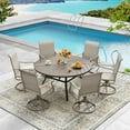 thumbnail image 7 of Vicllax Outdoor Patio Dining Table Dia.50" Slatted Tabletop Metal Frame with Umbrella Hole, Graywood, 7 of 7
