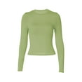 thumbnail image 4 of Caoirhny Womenacute;s Spring Autumn Slim Tops Solid Color Long Sleeve Round Neck Streetwear Blouse, 4 of 9