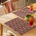 thumbnail image 4 of Red Brown Geometric Placemats Set of 12 Ethnic Southwest Country Place Mats Indoor Wipeable Table Mats Washable Cloth Dining Table Placemats for Kitchen Holiday Party Home Decor 13x19 Inch, 4 of 9