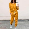 thumbnail image 2 of YDFCWXW Womens Clothes Set 2 Piece Sweatsuits Crewneck Pullover Tops with Sweatpants Outfits Jogger Sets Orange, M, 2 of 5