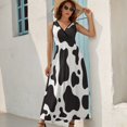 thumbnail image 5 of Cow Print&nbsp; Dress Summer Street Style Bohemia Long Dresses Female Sleeveless Printed Maxi Dress, 5 of 9