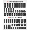 thumbnail image 2 of 1/2" Drive Impact Socket Set, 66-Piece, Standard SAE (3/8"-1-1/4") & Metric (8-24mm), Cr-V, 6 Point Deep/Shallow Socket Set with Ratchet Handle, Extension Bar and Adapters, 2 of 10