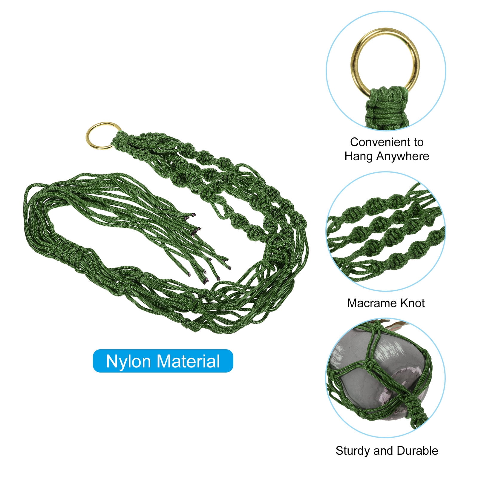 Unique Bargains Macrame Hanging Planter Plant Holders for Indoor Decor Dark Green