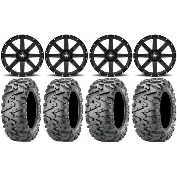 MSA Black Clutch 12" UTV Wheels 28" BigHorn 2.0 Tires Polaris RZR XP 1000 / PRO XP / Ranger XP 900/1000
