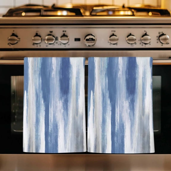 Blue Gray Kitchen Towels Set of 4, Modern Simple Abstract White Ombre Texture Absorbent Dish Towels for Kitchen, Microfiber Hand Towel, Quick Drying Tea Towel for Cleaning Decorative Dishcloths