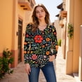 thumbnail image 5 of HLKJKLS Long Sleeve Shirts For Women Casual Long Sleeve V Neck T Shirt Polyester Spandex Spring Winter Fashion Black S-Xxl, 5 of 7