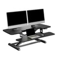 thumbnail image 2 of FLEXISPOT 40" Electric Standing Desk Converter, Height Adjustable Riser, Sit to Stand Monitor and Laptop Workstation with Wide Keyboard Tray, Black, 2 of 7