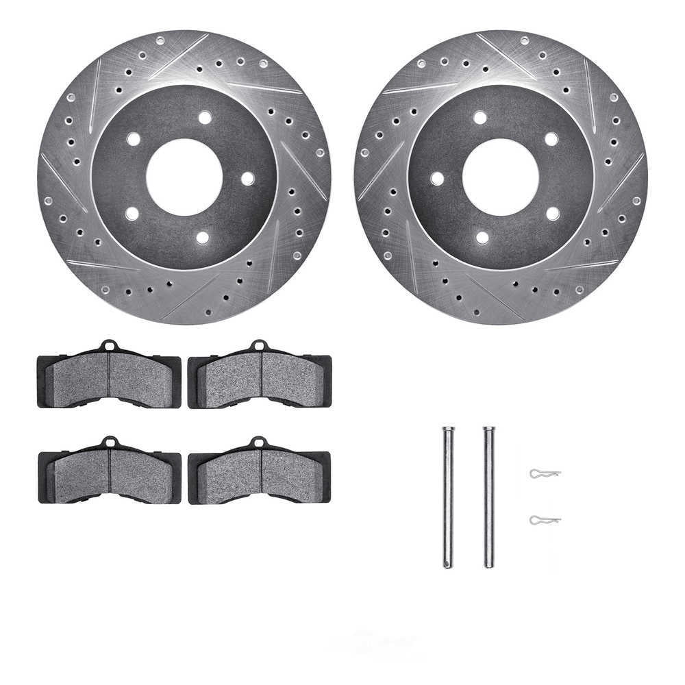 Dynamic Friction Company 7512-47124 DFC Rotors-Drilled and Slotted-Silver with 5000 Advanced Brake
