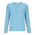 thumbnail image 7 of YuXingFu Tank Tops for Women V-Neck Pleated Ruffle Hem Long Sleeve for Casual Loose Fit Tees Tops Light Blue M, 7 of 7