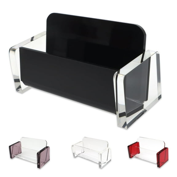 Acrylic Business Card Holder for Desk, Clear Business Card Stands for Display, Desktop Name Card Holder, Modern Organizer Rack for Office Study Countertop, Tables (Black)