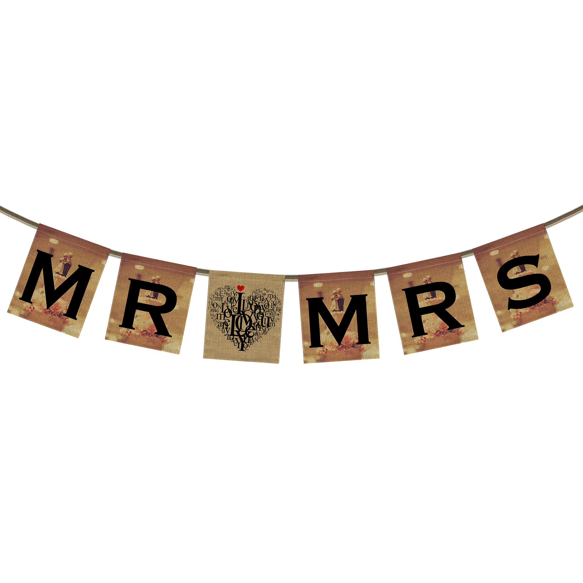 ZKGK MR MRS Wedding Banner Bunting Groom and Bride Cake 