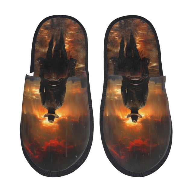 Fotbe Western Rainy Desert Cowboy Pantuflas Peludas para Mujer con Estampado, Zapatillas de Peluche, Zapatos de Invierno para Casa, Uso Interior y Exterior-Medium