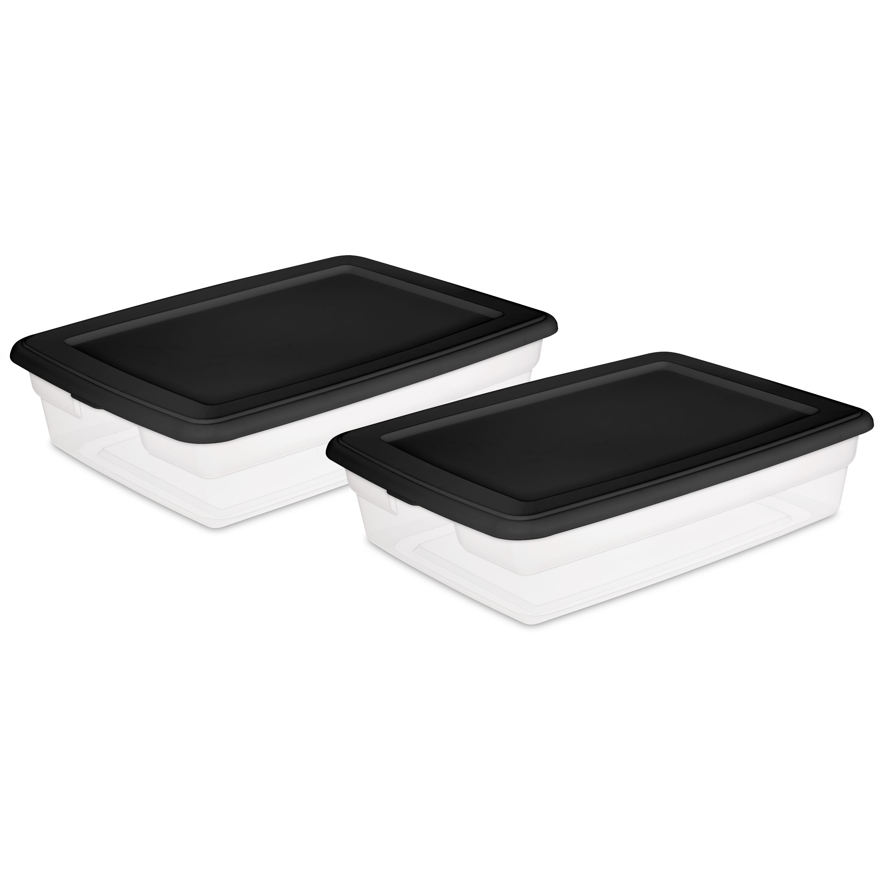 Sterilite Plastic 28 Qt. Storage Box Black Set of 8