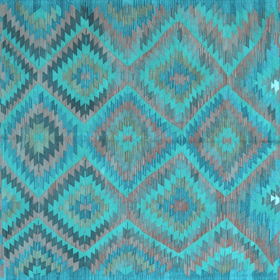 Ahgly Company Indoor Square Southwestern Light Blue Country Area Rugs, 7' Square