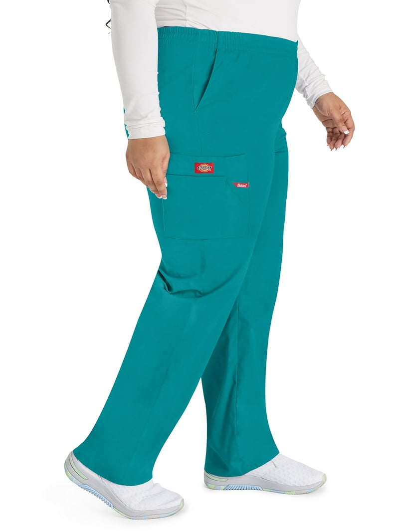 Dickies Women's Cargo Scrub Pants, Mid Rise with Drawstring