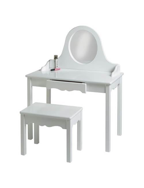 childrens vanity table with mirror and bench