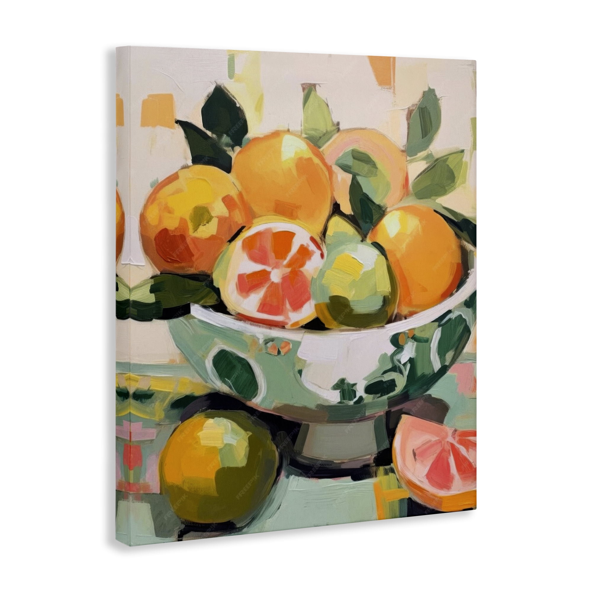 Stupell Industries Fruit Basket Abstraction Food & Beverage Painting Wrapped Canvas Art Print Wall Art, 16 x 20