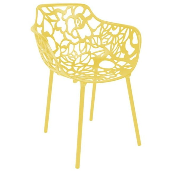 LeisureMod Modern Devon Aluminum Chair, Yellow (Set of 1)