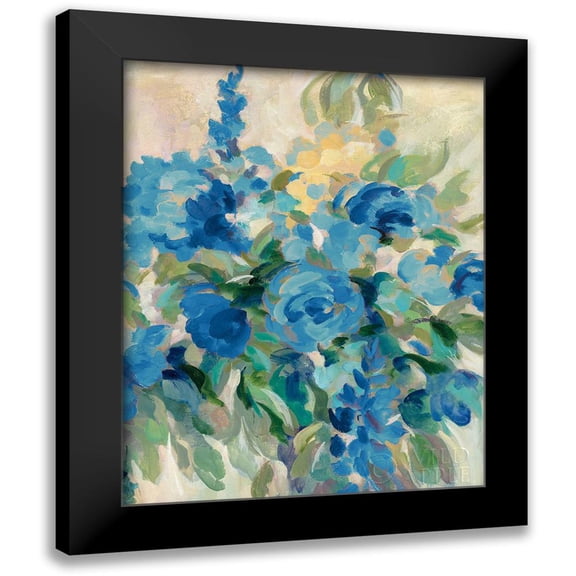 Vassileva, Silvia 12x14 Black Modern Framed Museum Art Print Titled - Flower Market III Blue