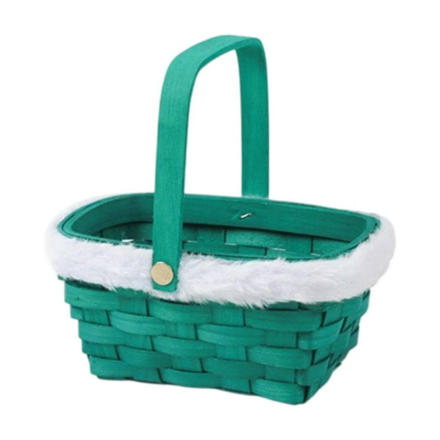 Cesta de regalo navideña, cesta de dulces, adorno multifuncional con asa para envolver Verde con embalaje