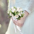 thumbnail image 4 of KAKOWELY Ramo romántico de boda, ramo de novia, ramo de dama de honor, flores artificiales, 4 of 5